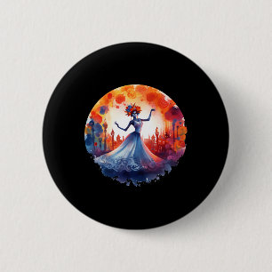Tag der Toten Katrina Lady Sugar Skull Dia de Lo Button