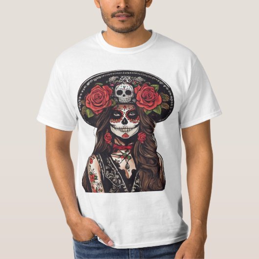 Tag der Toten Katrina mit Rose T-Shirt (Vorderseite)