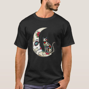 Tag der Toten Katze auf dem Mond Liebe Mexican Cat T-Shirt