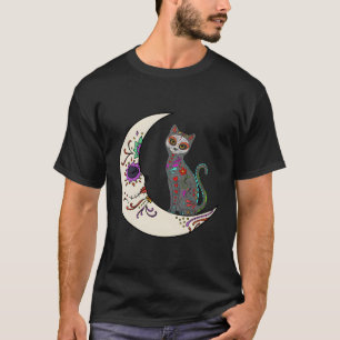 Tag der Toten Katze auf dem Mond Liebe Mexican Cat T-Shirt