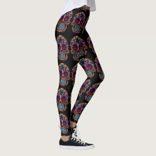 Tag der Toten Leggings an den Schwarzen Halloweens