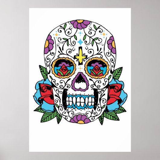 Tag der toten mexikanischen Skull Art Print Poster (Vorne)