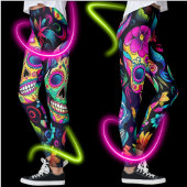 Tag der toten Neonzuckerschädel Leggings