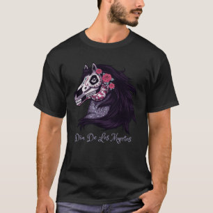 Tag der toten Pferde Halloween Zucker-Schädel-Kost T-Shirt