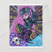 Tag der Toten Retro-Meerjungfrau Postkarte (Vorderseite)
