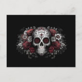 Tag der Toten rote florale Schädelkunst Postkarte (Vorderseite)