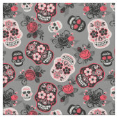 Tag der Toten Schädel Rose & Grau Stoff (Nahaufnahme)