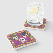 Tag der Toten Schädel Steinuntersetzer (Seitenansicht)