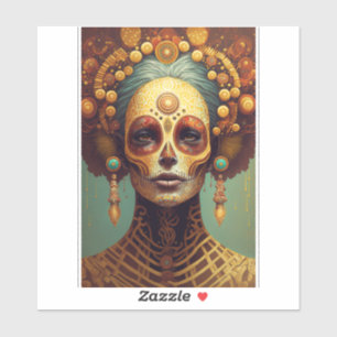 Tag der Toten Schädelfrau Aufkleber