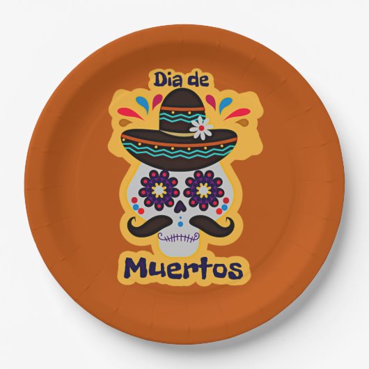 Tag der Toten Schädelhutte Blume Kinder 9" Pappteller (Vorderseite)