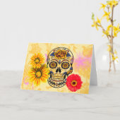 Tag der Toten Schädelkarte Karte (Gelbe Blume)