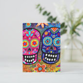 Tag der Toten Schädelköpfe Postkarte (Stehend Vorderseite)