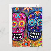 Tag der Toten Schädelköpfe Postkarte (Vorne/Hinten)