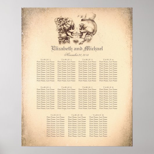 Tag der Toten Schädelkugel Hochzeitssattel Poster (Vorne)