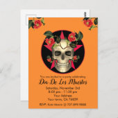 Tag der Toten Schädelsäule-Party Einladung Postkarte (Vorne/Hinten)