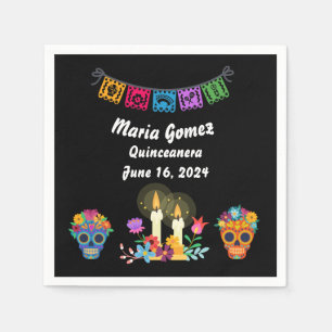 Tag der Toten Schädelskelette Serviette