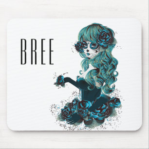 Tag der Toten Schönes Zucker-Schädel-Make-up Mädch Mousepad