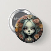Tag der toten Süßigkeiten Puppen niedliches Mädche Button (Vorne & Hinten)