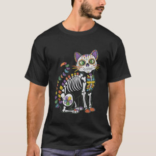Tag der Toten T-Shirt Katze Zucker Schädel Mexikan