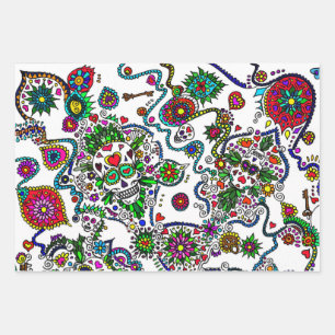 Tag der Toten Totenkopf-Geschenkverpackungsset Geschenkpapier Set