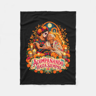 Tag der Toten Totenkopf Oma Enkelin Ringelblumen Fleecedecke