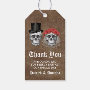 Tag der Toten Totenkopf-Paar Hochzeit Danke Geschenkanhänger