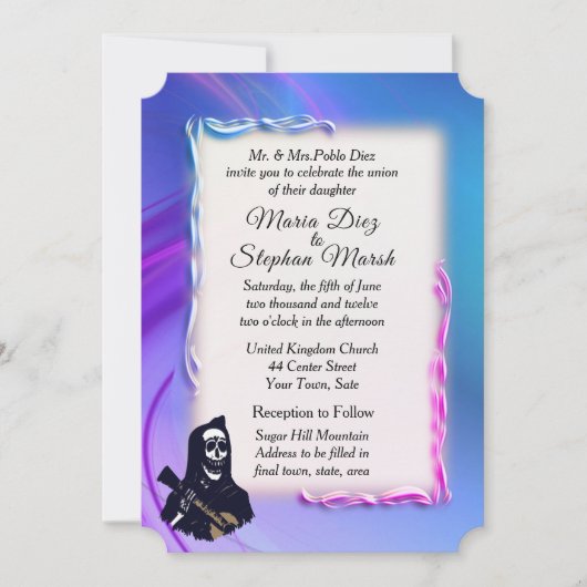 Tag der toten Ultravioletthochzeit Einladung (Vorderseite)