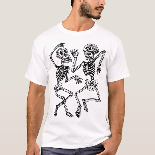 Tag der Toten - Vintage Tanzen-Skelette T-Shirt (Vorderseite)