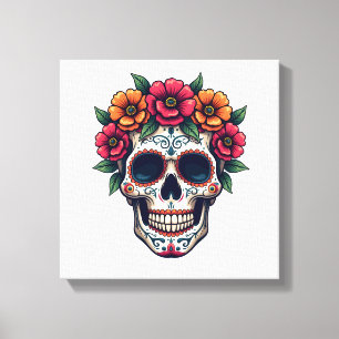 Tag der Toten Zucker-Schädel � Dia de los Muertos Leinwanddruck