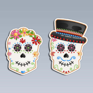 Tag der Toten Zucker-Schädel-Paar Calavera-Keks Aufkleber