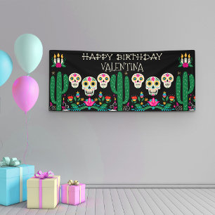 Tag der Toten Zuckerschädel Alles Gute zum Geburts Banner