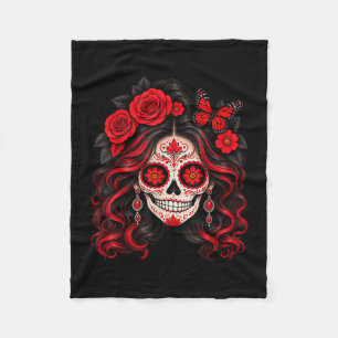 Tag der Toten Zuckerschädel Catrina Totentag Fleecedecke