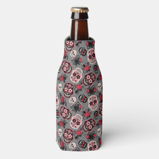 Tag der toten Zuckerschädel, grau Flaschenkühler (Flaschenvorderseite)