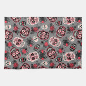 Tag der toten Zuckerschädel, grau Geschirrtuch (Horizontal)