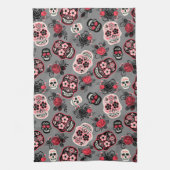 Tag der toten Zuckerschädel, grau Geschirrtuch (Vertikal)