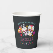 Tag der toten Zuckerschädel Personalisiert Geburts Pappbecher (Rückseite)