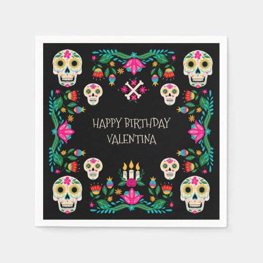 Tag der toten Zuckerschädel Personalisiert Serviette (Vorderseite)