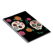 Tag der toten Zuckerschädel und Blume Schwarz Notizblock (Rechte Seite)