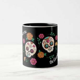 Tag der toten Zuckerschädel und Blume Schwarz Zweifarbige Tasse