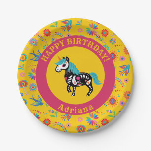 Tag der Toten Zuckerschädel-Unicorn Geburtstagspa Pappteller