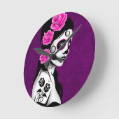 Tag der Toten Zuckerschlucht - lila Runde Wanduhr (Winkel)
