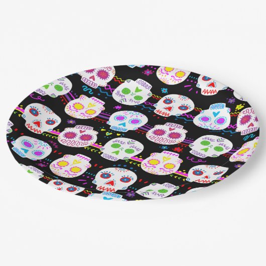 Tag der toten Zuckerschluchten Pappteller (Schrägansicht)