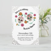 Tag der toten Zuckerschluchten und Blume Silber Einladung (Stehend Vorderseite)