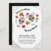 Tag der toten Zuckerschluchten und Blume Silber Einladung (Vorne/Hinten)