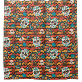 Tag der toten Zuckerschnecken, orangefarbene Zickz Duschvorhang