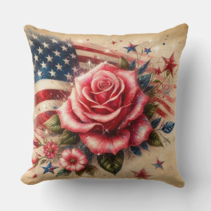 Tag der Unabhängigkeit der Amerikaner mit der Flag Kissen