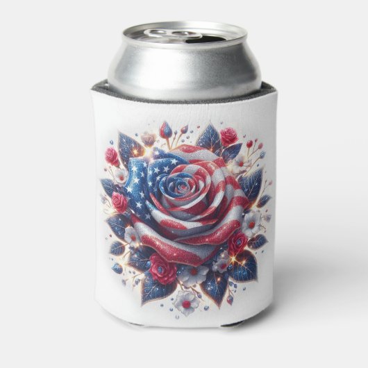 Tag der Unabhängigkeit der patriotischen Rose Dosenkühler (Kanne Rückseite)