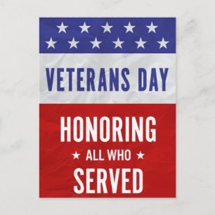 Tag der Veteranen - Alle, die gedient haben, ehren Feiertagspostkarte