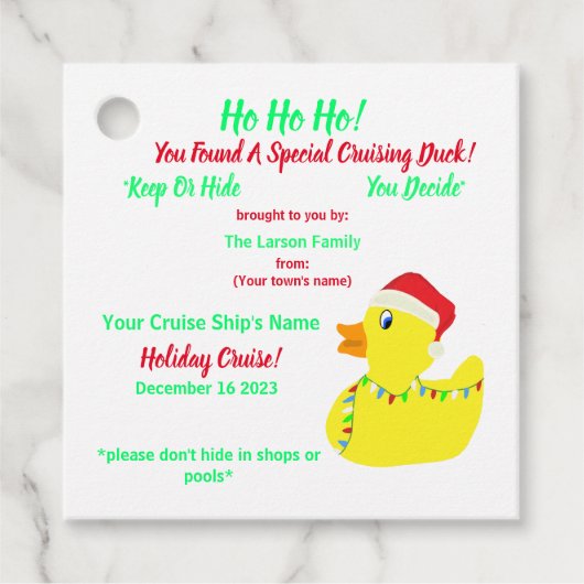 Tag der Weihnachtskreuzfahrt Geschenkanhänger (Vorderseite)