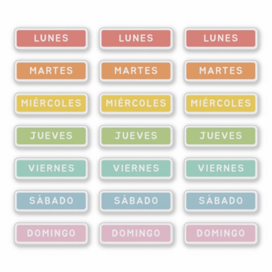 Tag der Woche (Spanisch) Aufkleber (Vorderseite)